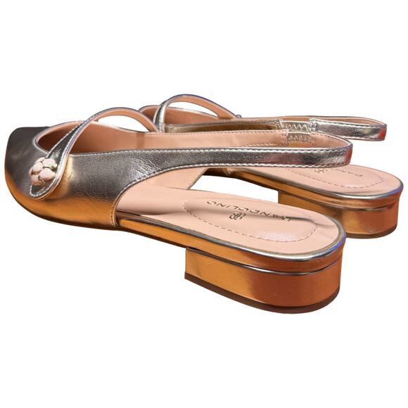 BANDOLINO Aubriana Women's 10M Gold Slingback Flats Pointed Toe Flower Ornament - Picture 3 of 10